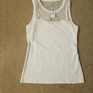 Express cream lace tank size small